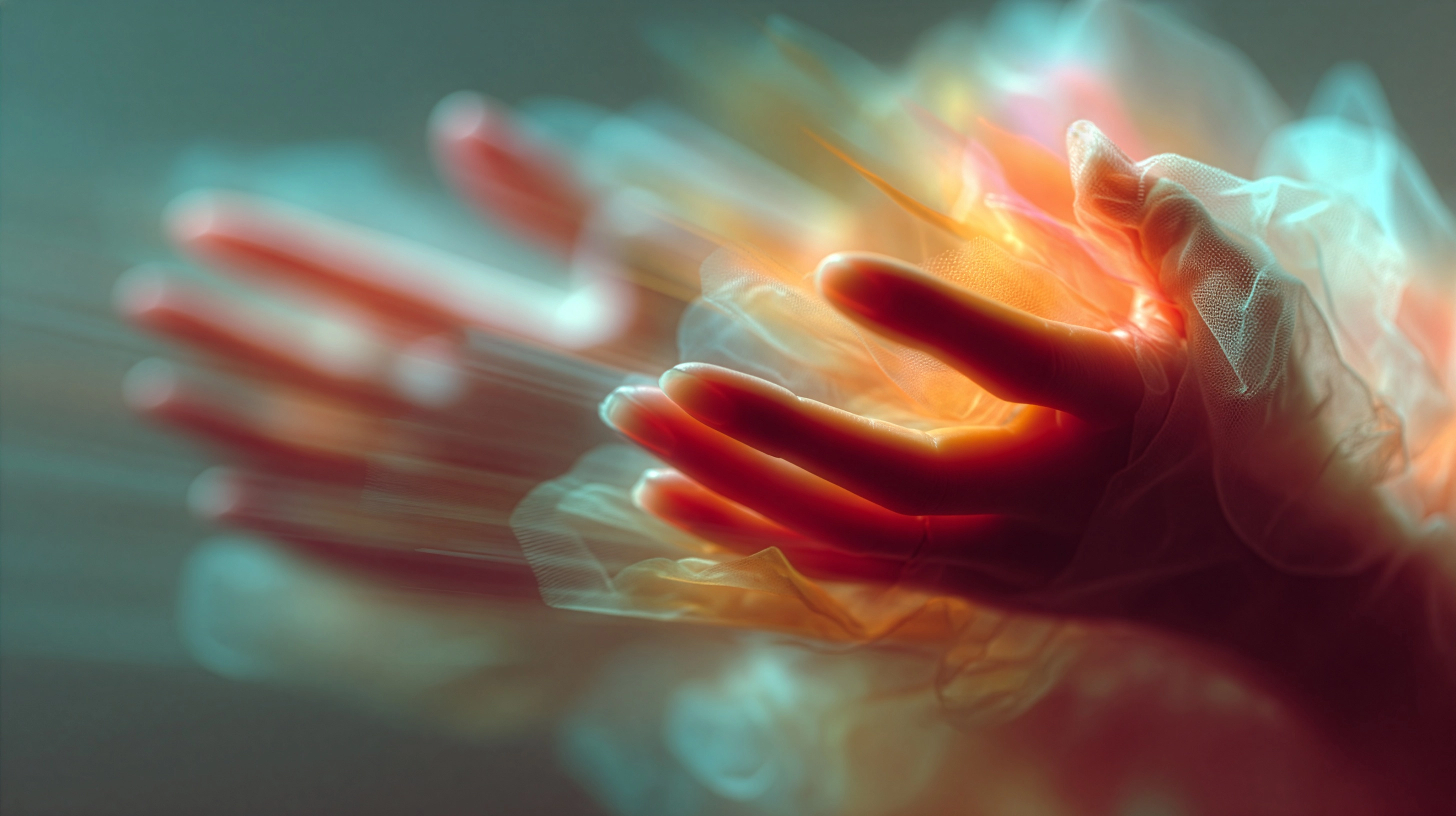 Hände in Plastikhandschuhen