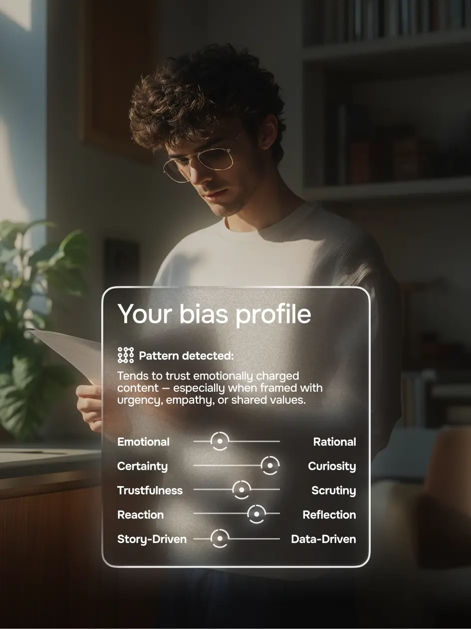 Young man with digital overlay (Your bias profile)