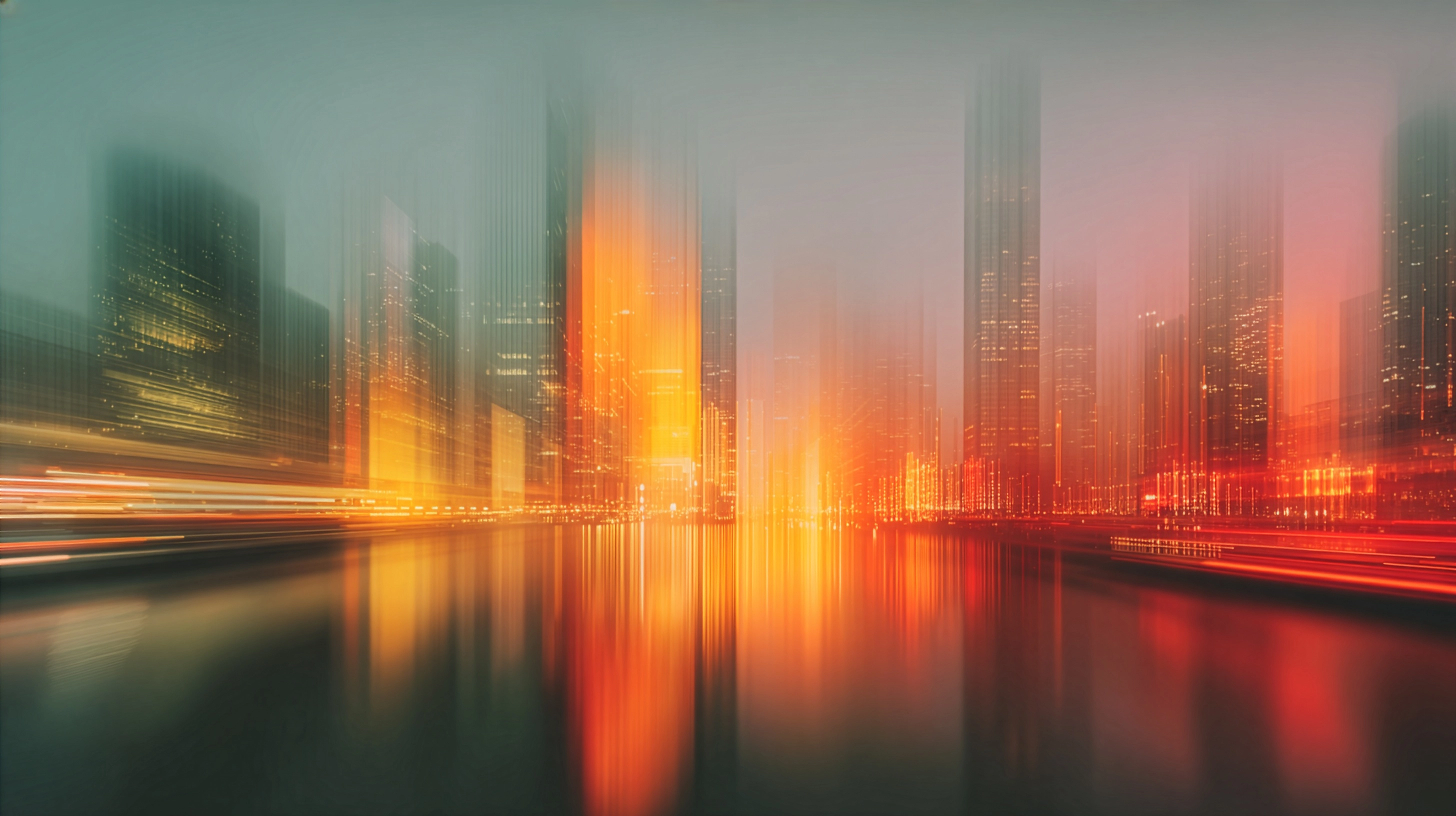 Silhouette einer Stadt mit starkem Vertigo-Effekt