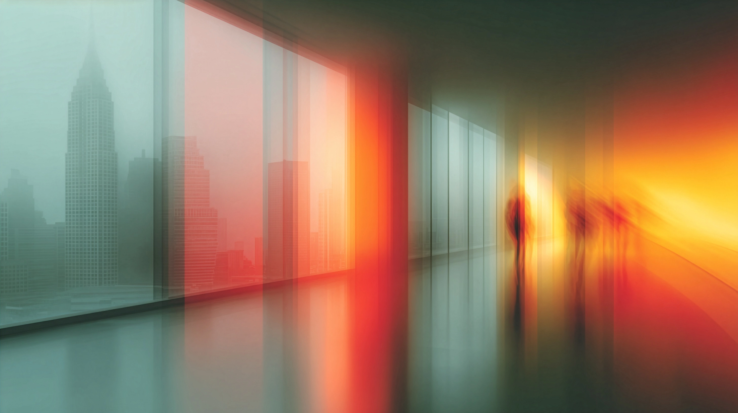 Bürokorridor in mattem Licht