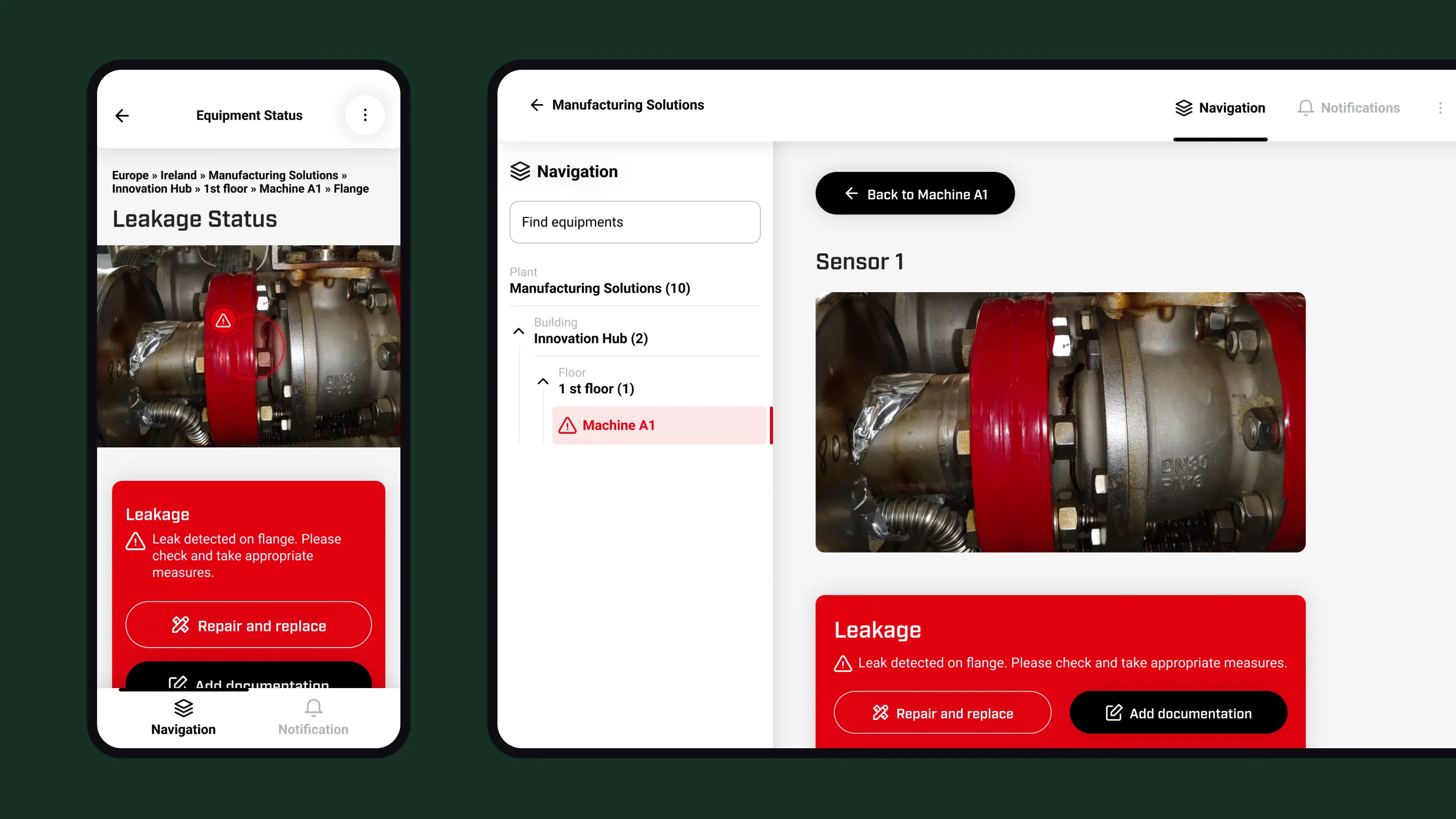 The LOCTITE Pulse mobile app for monitoring industrial plants.